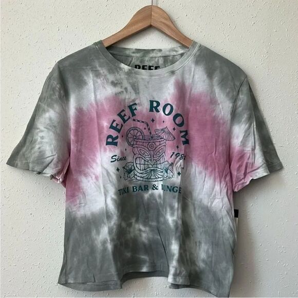 Reef Tops - New Reef HURRICONE • CROPPED SS CREW Tie-Dye Cotton Tee Size L
